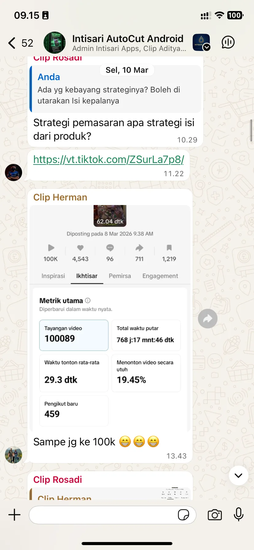 Bukti Analitik TikTok 100K Views
